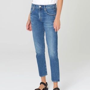 Maroon cropped jeans, gently used.